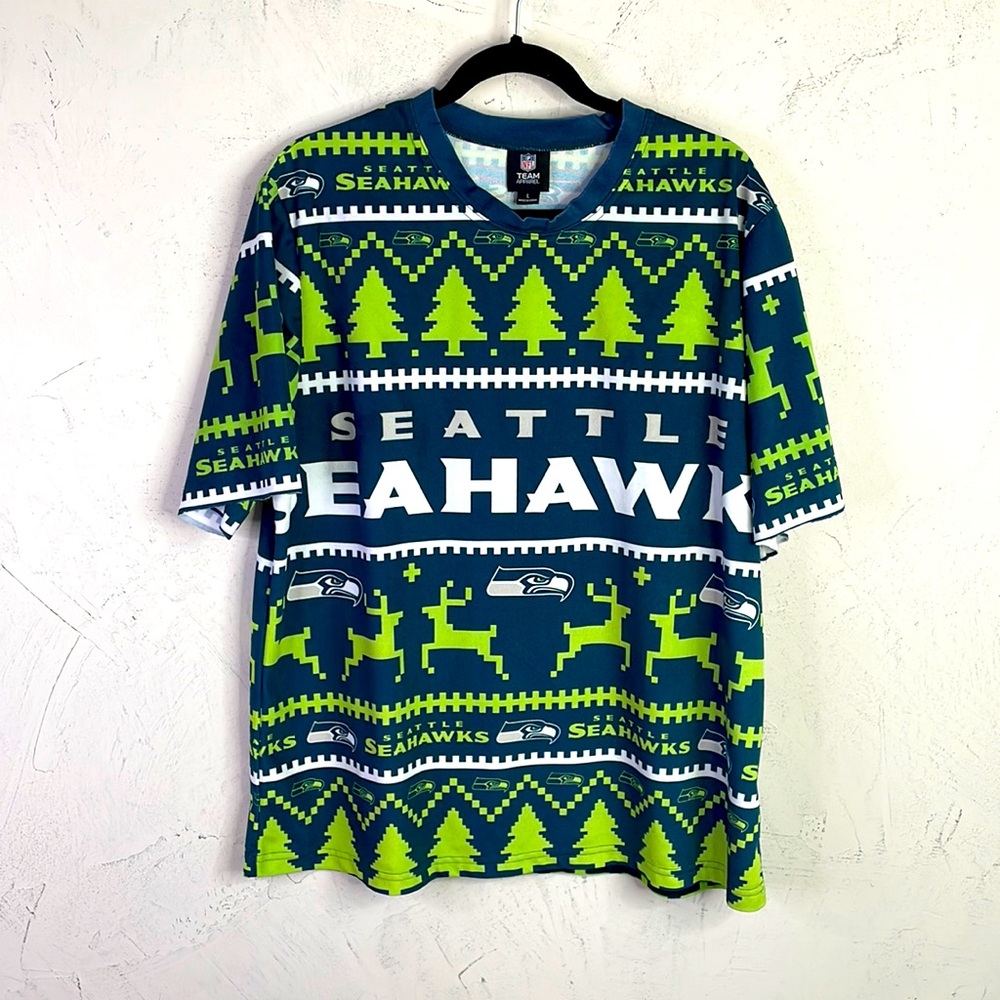 Seattle Seahawks Christmas pjs size L and steering wheel cover